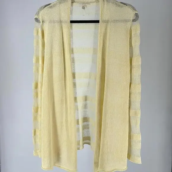 Eileen Fisher Yellow Striped Lightweight Cardigan - Picture 3 of 4